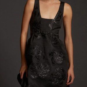 MAEVE Anthropologie Jacquard Floral Black mini Dress, size 0, black NWT